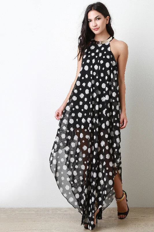 Spotted Mesh Sleeveless Dress