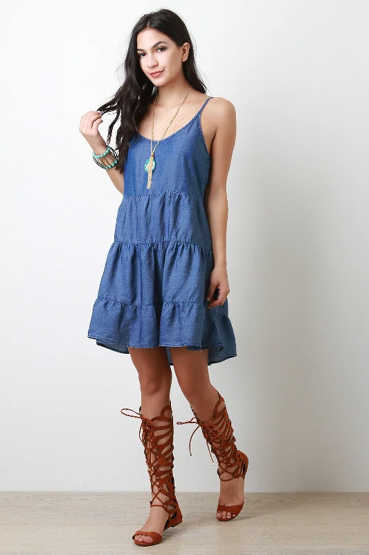 Tiered Chambray Dress