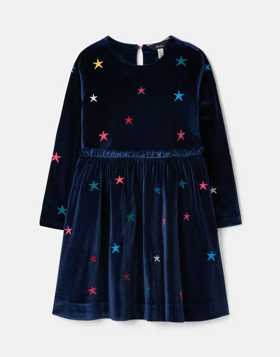 Hampton Luxe Velour Star Paperbag Waist Dress by Joules