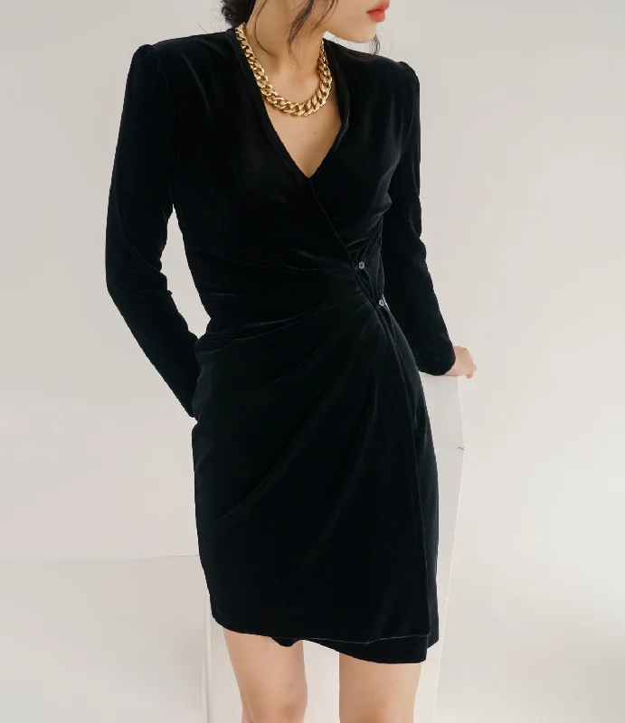 VELVET WRAP DRESS