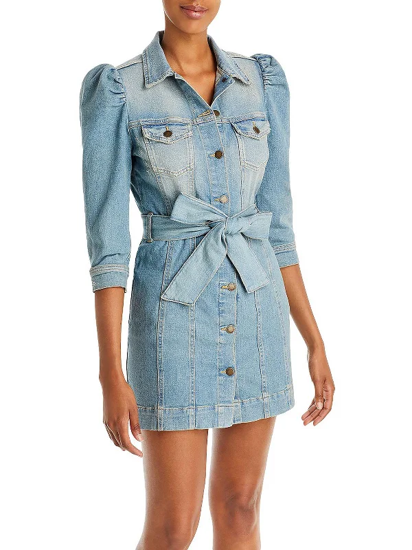 Womens Denim Above Knee Mini Dress