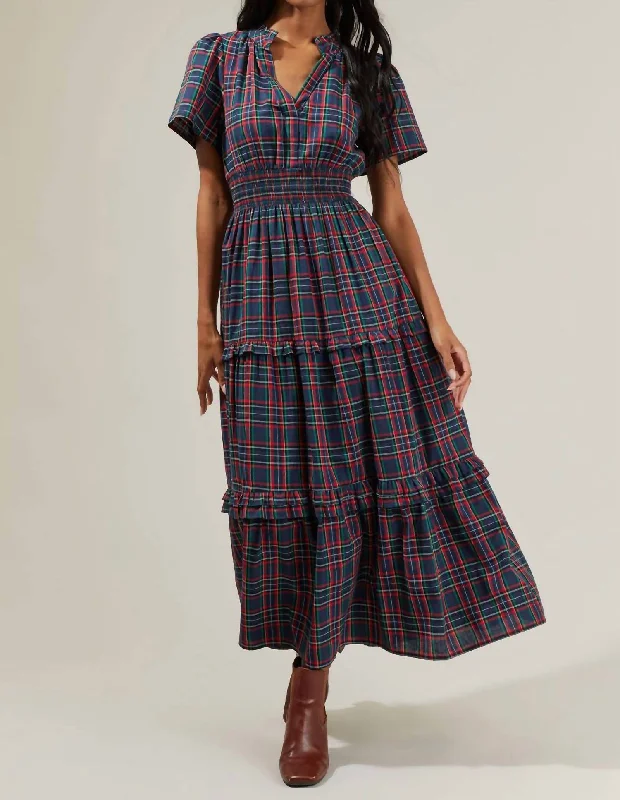 Miley Plaid Palmer Maxi Dress In Multi