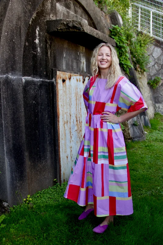 Pink and Red Broken Stripes Oversized Dress (short and long)