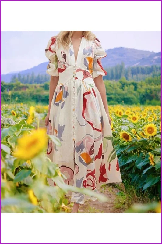 Summer Fashion V Neck Women's Long Dress