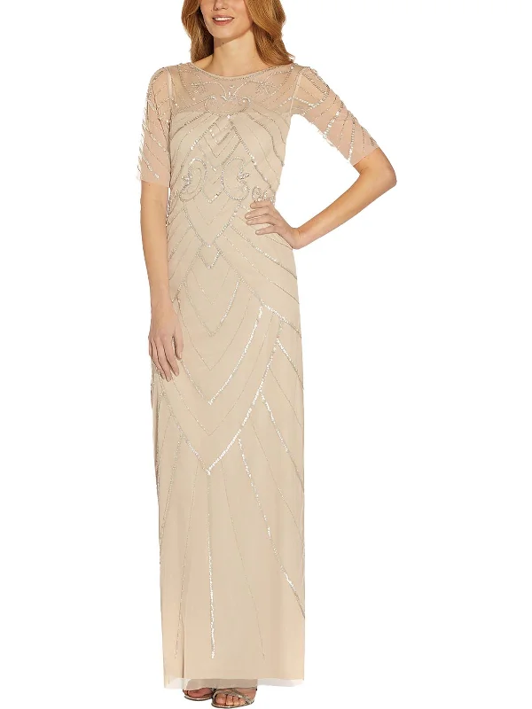 Womens Beaded Long Evening Dress