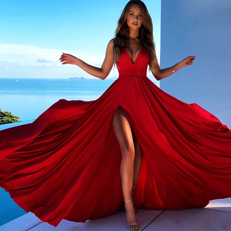 Women's Summer Sleeveless V-Neck Long Dress