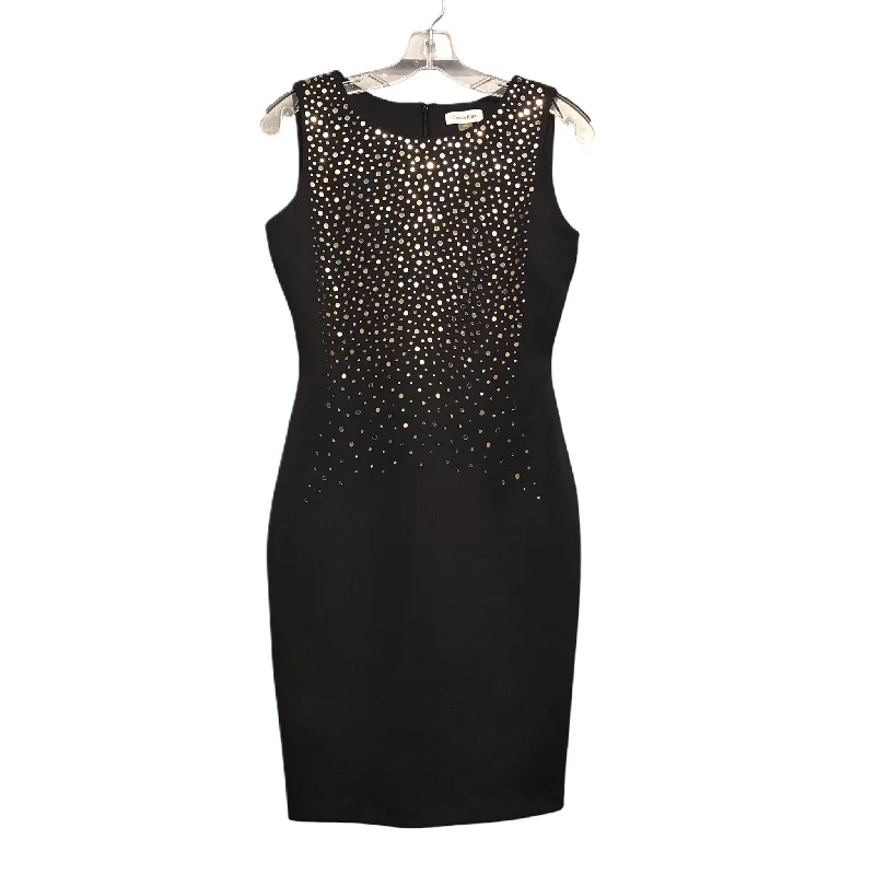 Dress Party Midi By Calvin Klein In Black & Gold, Size: S