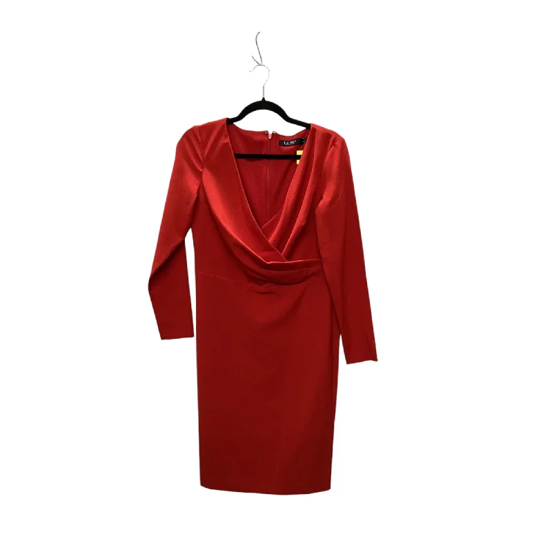 Dress Party Midi By Lauren By Ralph Lauren In Red, Size: S