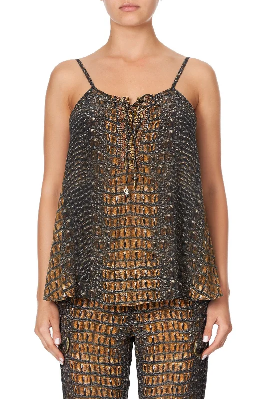 LACE UP FRONT CAMI CROCODILE ROCK