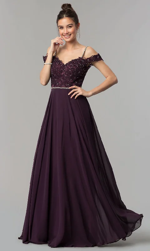 Long A-Line Prom Dress with Embroidered Lace