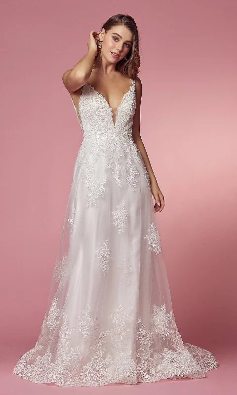 Lace-Applique White Long Formal Ball Gown