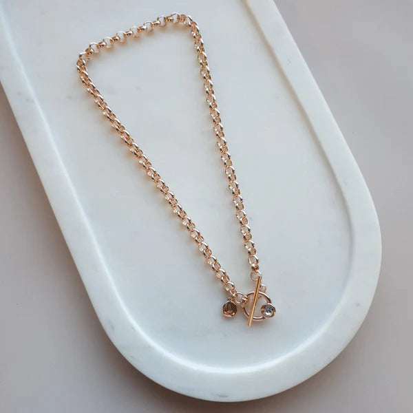 SHORT | NEW | Rose Gold Bling Toggle Necklace