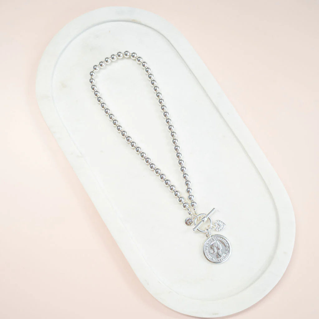 SHORT | Silver Beads & Coin Necklace